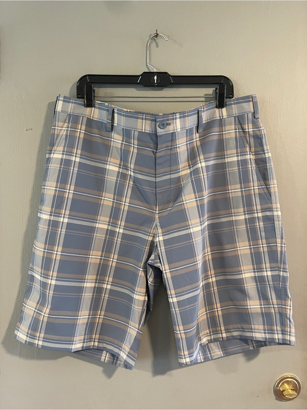 NIKE Fit Dry Golf Tour Performance Shorts w/ Pockets Plaid Men's Size 38 Casual